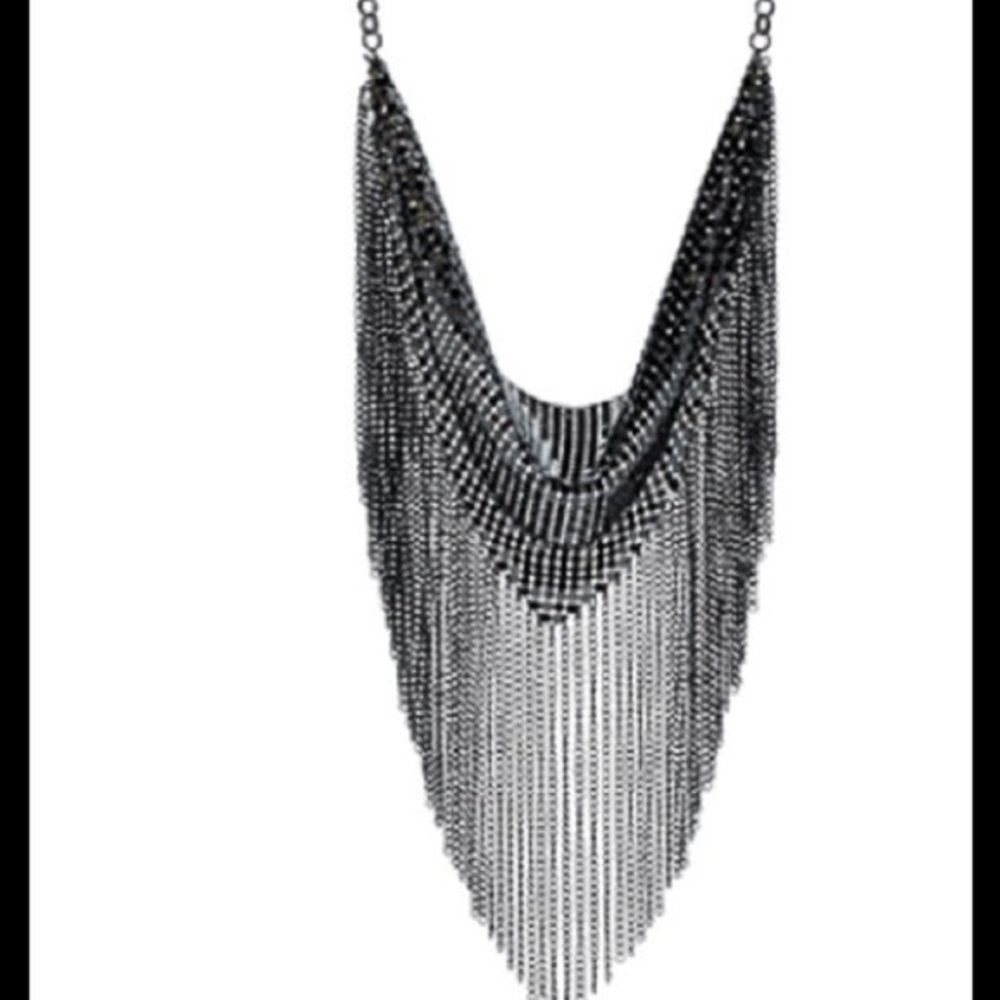 boho vintage bib hematite necklace